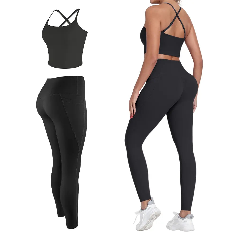 【FREE 3-DAY Shipping】2/3/4-Piece Workout Set S-2XL - Longline Sports Bra + Side Pockets Leggings/Shorts + Full Concealed Zip Jacket with Collar Shield – Women’S Yoga Outfit Activewear for Gym Running Training Lightweight Compression Sportswear