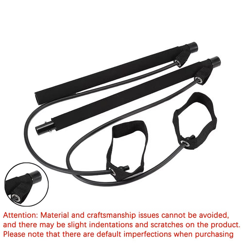 Multifunctional Pilates Bar with Yoga Chest Expansion Tension Rope Elastic Stretching Belt Fitness Back Trainer for Home Gym