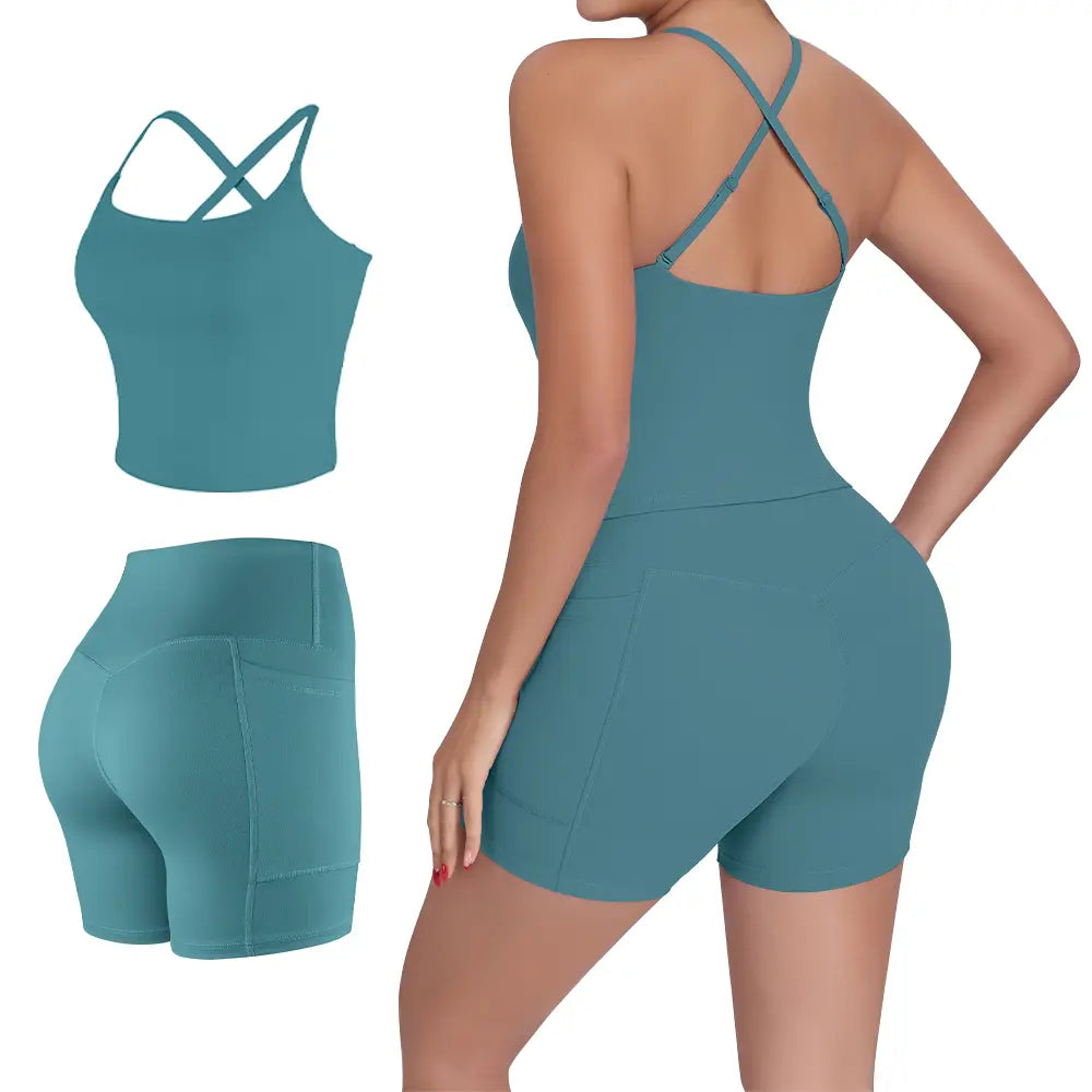 【FREE 3-DAY Shipping】2/3/4-Piece Workout Set S-2XL - Longline Sports Bra + Side Pockets Leggings/Shorts + Full Concealed Zip Jacket with Collar Shield – Women’S Yoga Outfit Activewear for Gym Running Training Lightweight Compression Sportswear