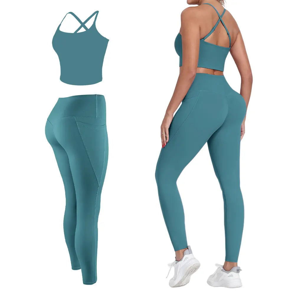 【FREE 3-DAY Shipping】2/3/4-Piece Workout Set S-2XL - Longline Sports Bra + Side Pockets Leggings/Shorts + Full Concealed Zip Jacket with Collar Shield – Women’S Yoga Outfit Activewear for Gym Running Training Lightweight Compression Sportswear