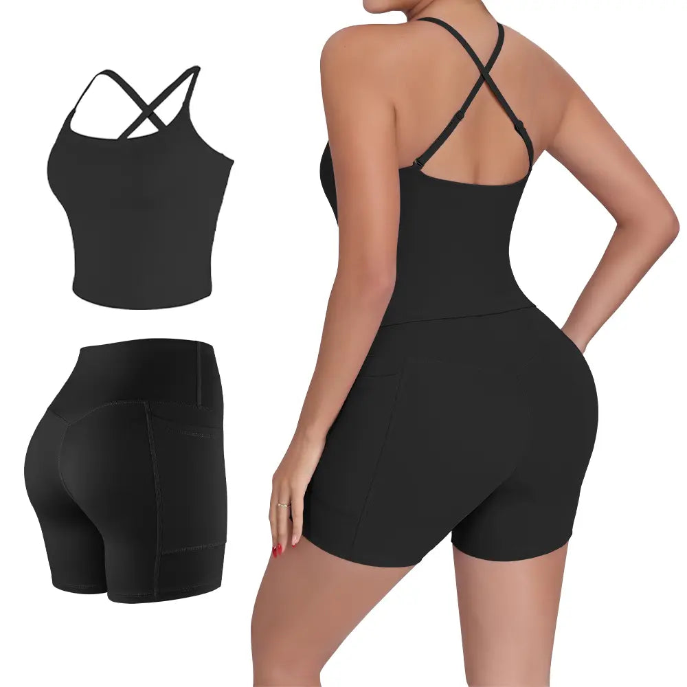 【FREE 3-DAY Shipping】2/3/4-Piece Workout Set S-2XL - Longline Sports Bra + Side Pockets Leggings/Shorts + Full Concealed Zip Jacket with Collar Shield – Women’S Yoga Outfit Activewear for Gym Running Training Lightweight Compression Sportswear