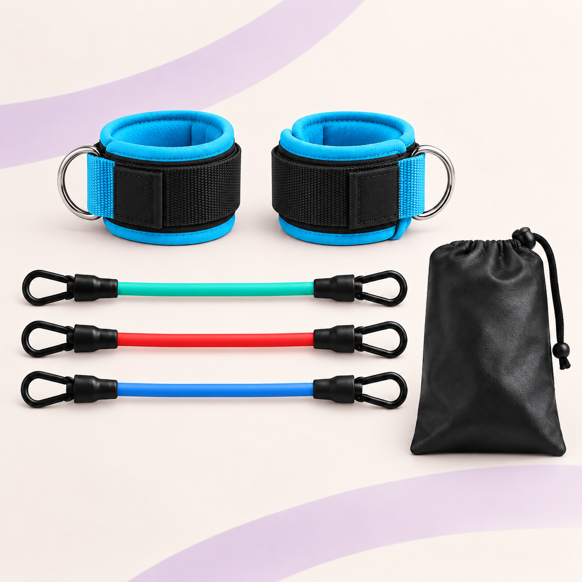 Athletic Training Resistance Bands, 5-Pack Adjustable TPE Ankle Bands with Comfortable Grip – Workout Equipment for Home Gym Equipment, Leg and Hip Training for Women and Men, Exercise Equipment,Sohochic