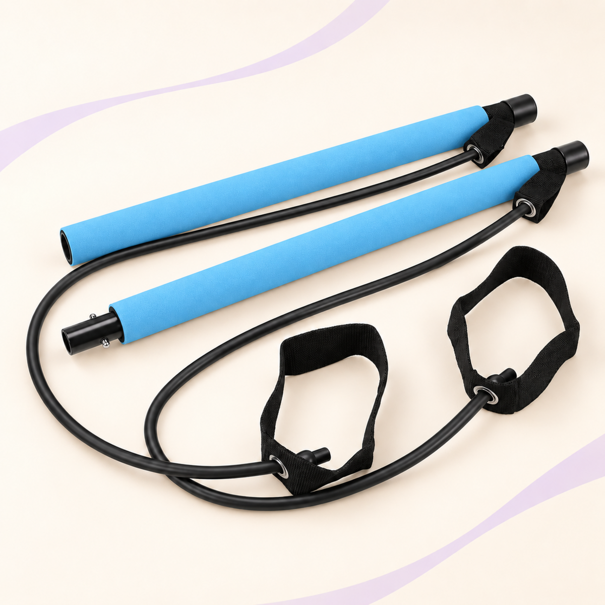 Multifunctional Pilates Bar with Yoga Chest Expansion Tension Rope Elastic Stretching Belt Fitness Back Trainer for Home Gym