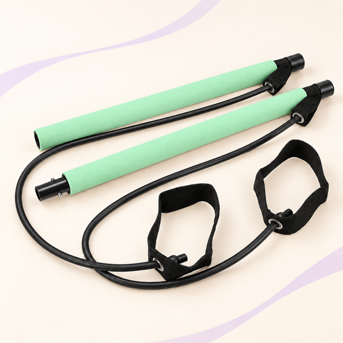 Multifunctional Pilates Bar with Yoga Chest Expansion Tension Rope Elastic Stretching Belt Fitness Back Trainer for Home Gym