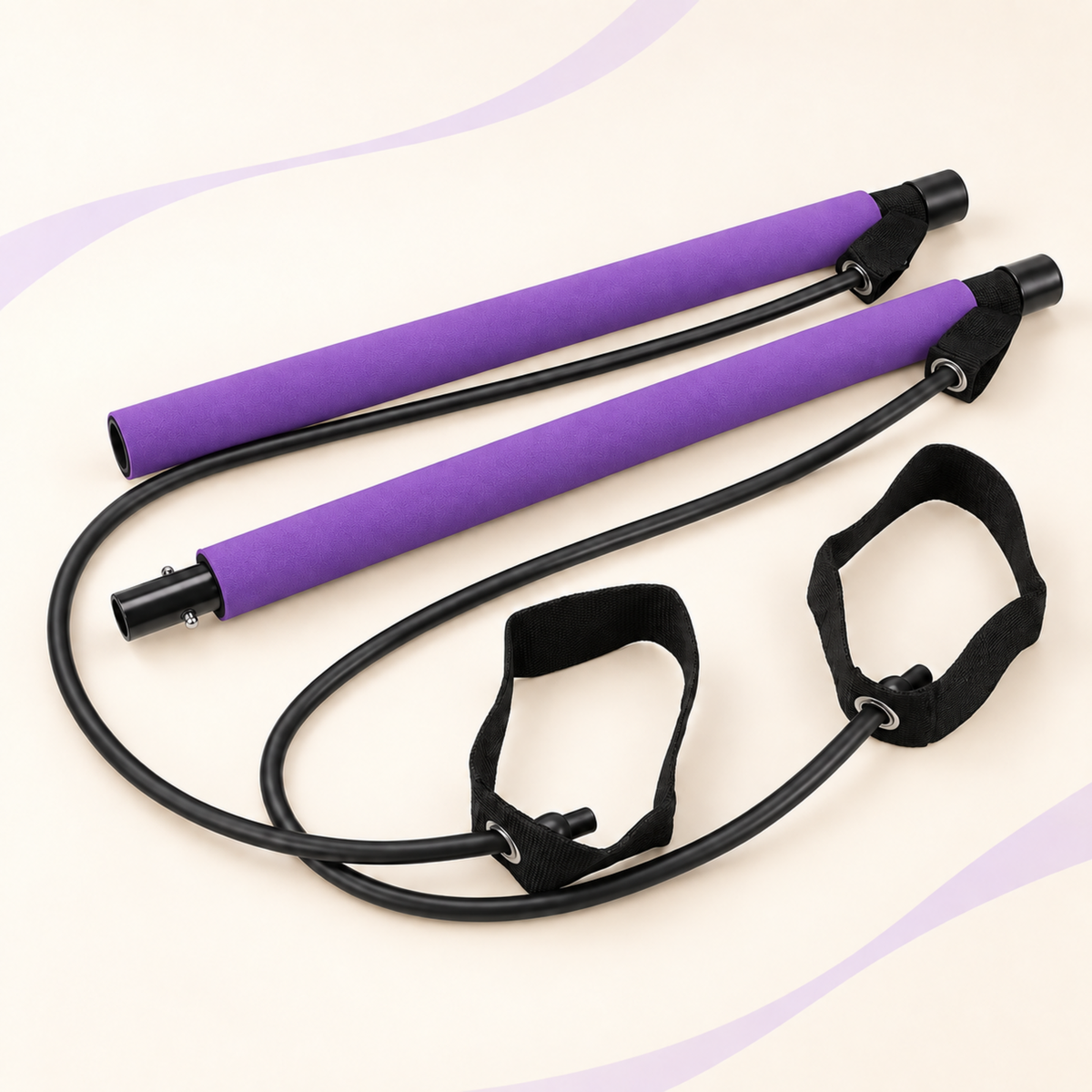 Multifunctional Pilates Bar with Yoga Chest Expansion Tension Rope Elastic Stretching Belt Fitness Back Trainer for Home Gym