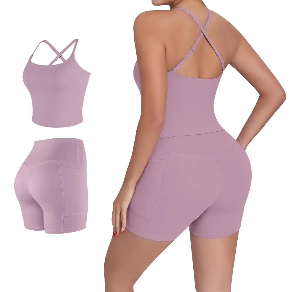 【FREE 3-DAY Shipping】2/3/4-Piece Workout Set S-2XL - Longline Sports Bra + Side Pockets Leggings/Shorts + Full Concealed Zip Jacket with Collar Shield – Women’S Yoga Outfit Activewear for Gym Running Training Lightweight Compression Sportswear